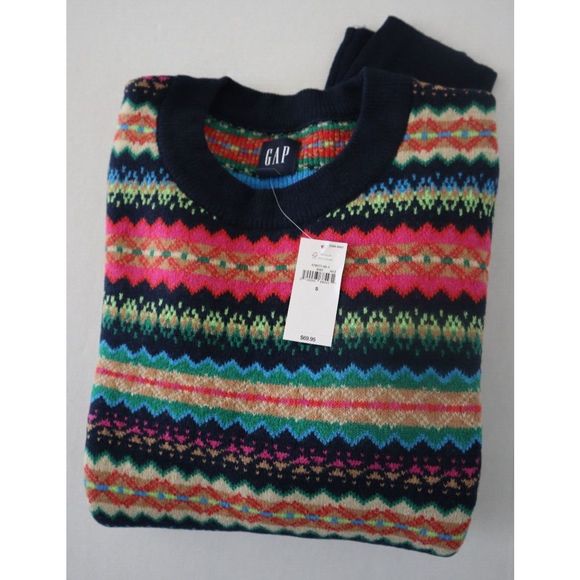 Gap Women's Sz S Multicolor Fair Isle Print Pullover Sweater $70 - Picture 4 of 4